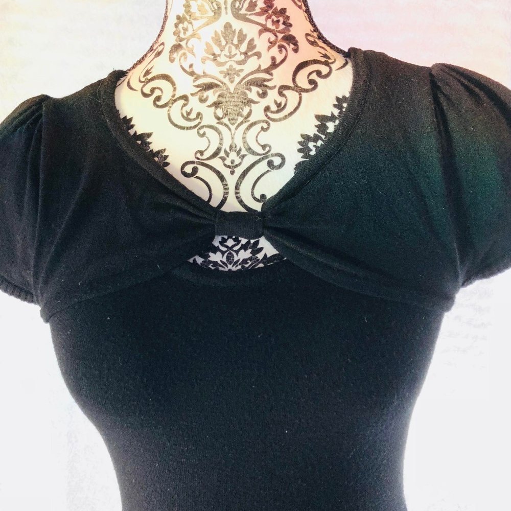 Bebe Womens Black Rhinestone Logo Top S
